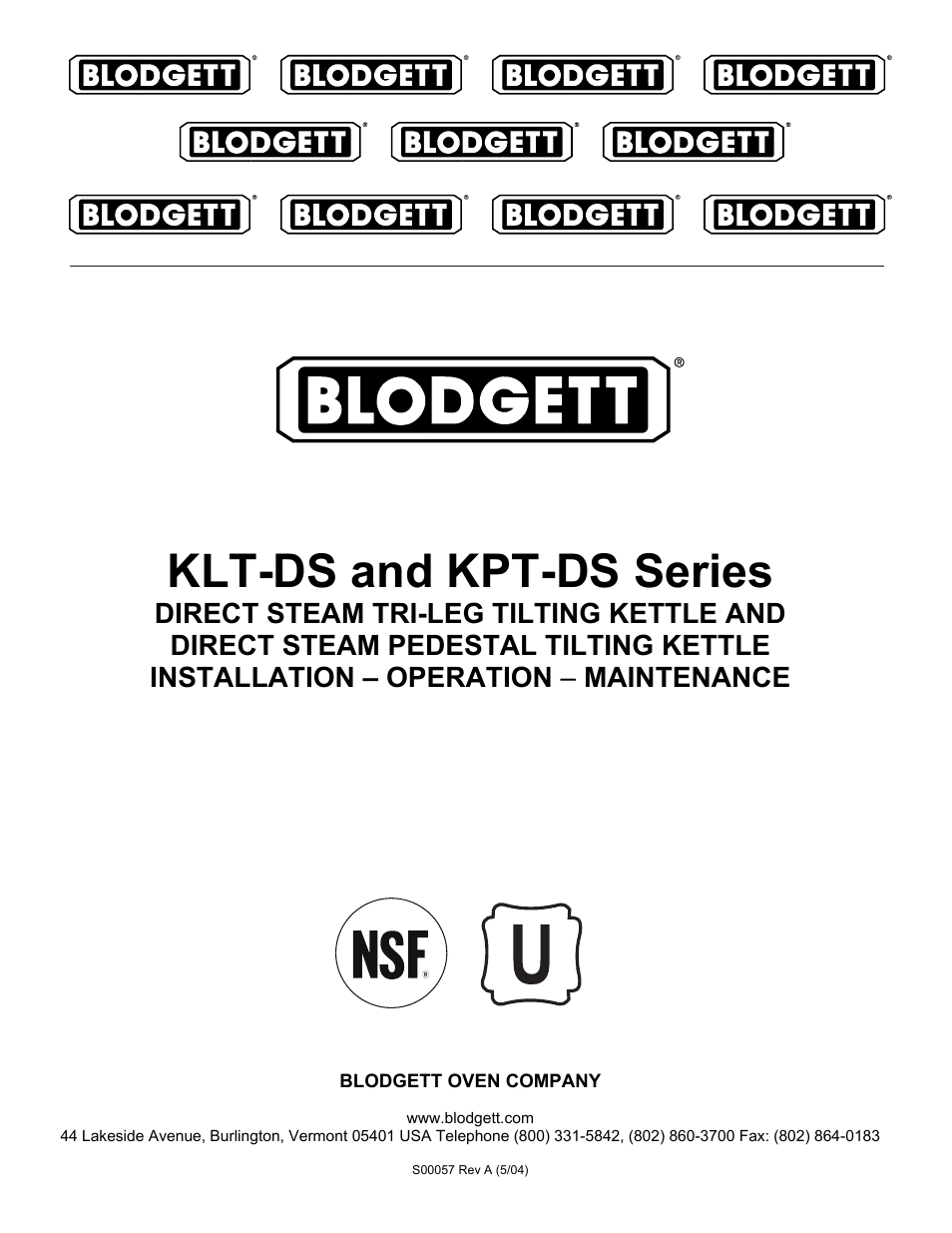 Blodgett KPT-DS User Manual | 12 pages