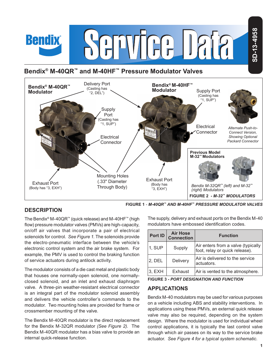 Bendix Commercial Vehicle Systems M-40HF PMV SD User Manual | 8 pages