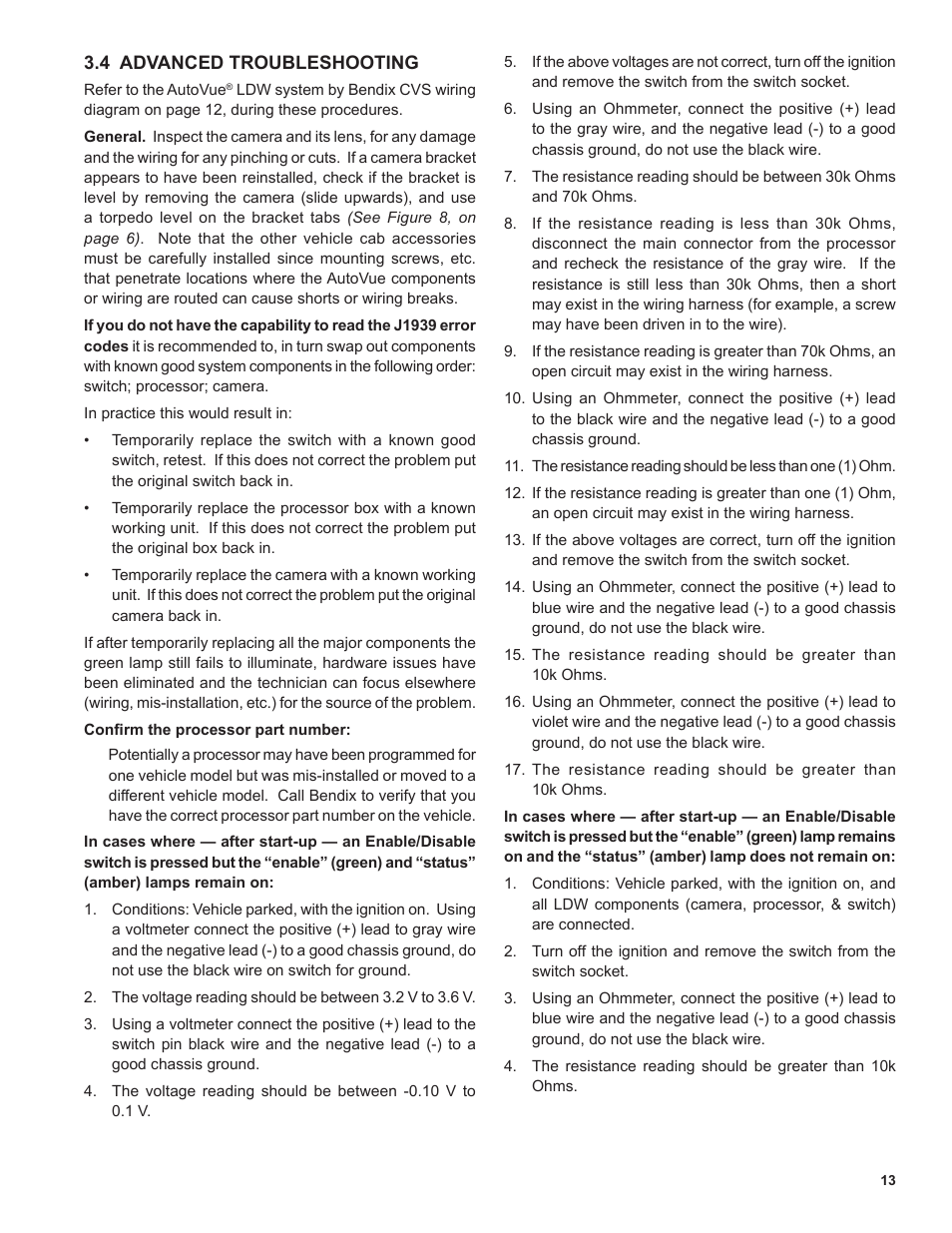 Bendix Commercial Vehicle Systems AutoVue LDW by Bendix CVS Service Data Sheet User Manual | Page 13 / 16