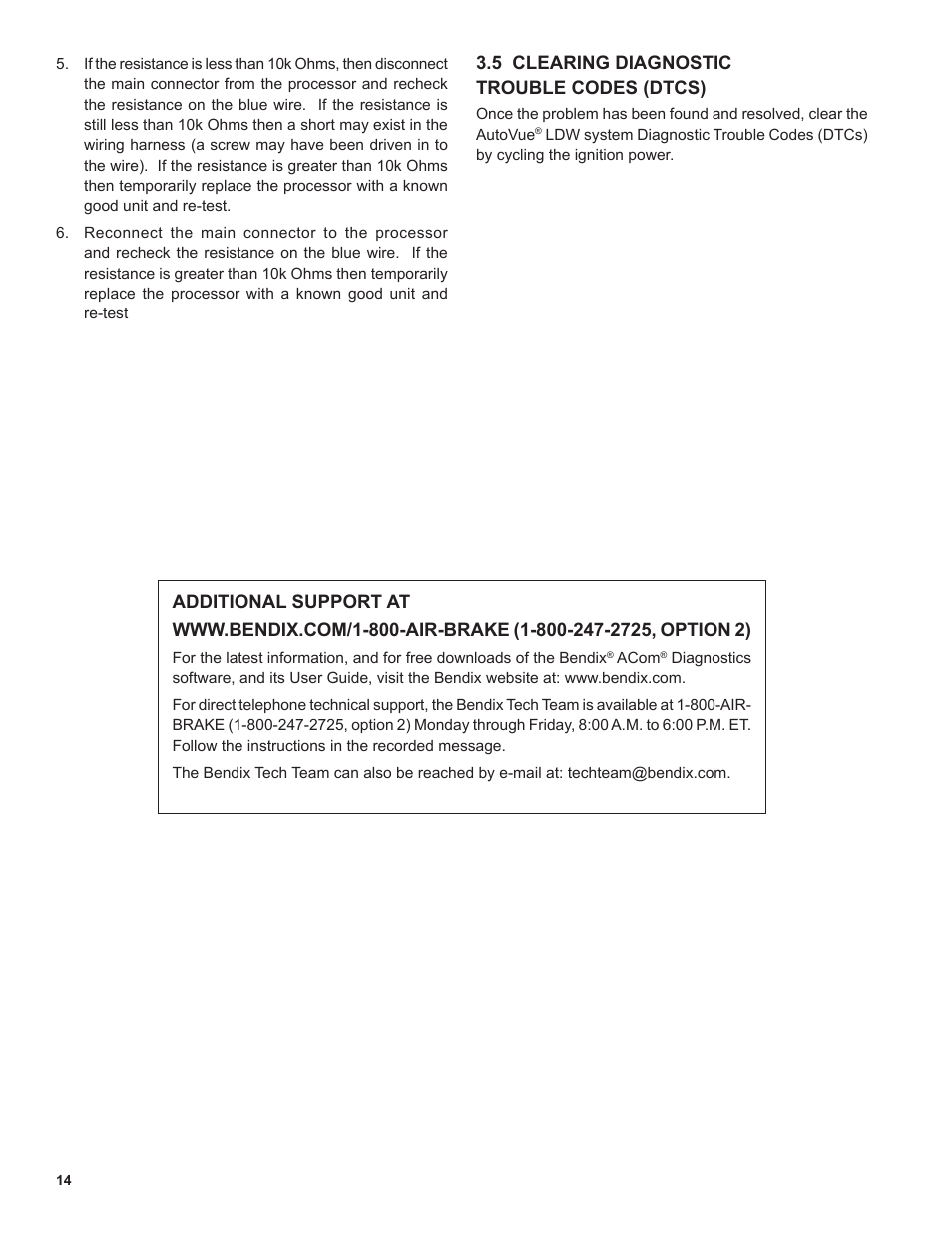 Bendix Commercial Vehicle Systems AutoVue LDW by Bendix CVS Service Data Sheet User Manual | Page 14 / 16