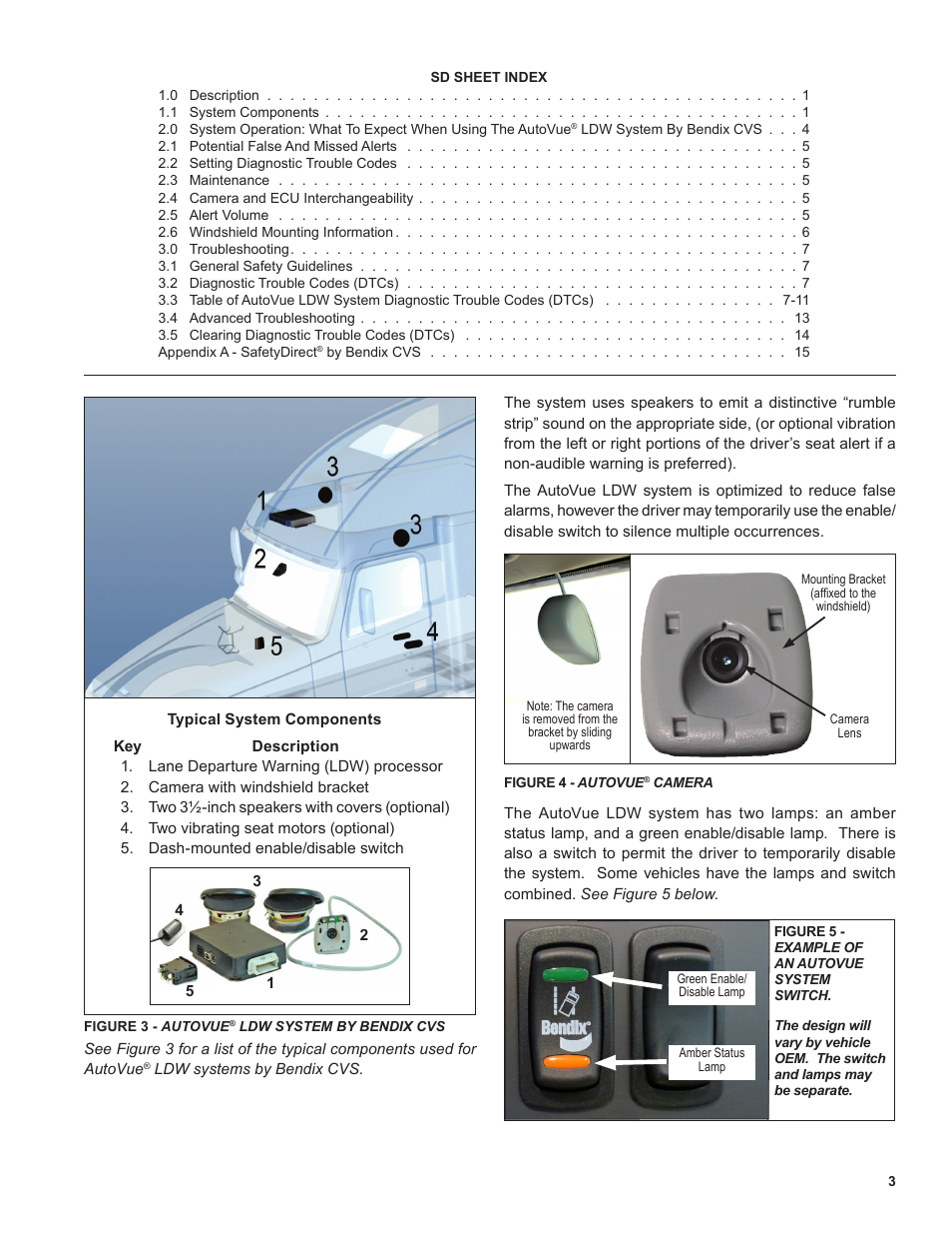 Bendix Commercial Vehicle Systems AutoVue LDW by Bendix CVS Service Data Sheet User Manual | Page 3 / 16