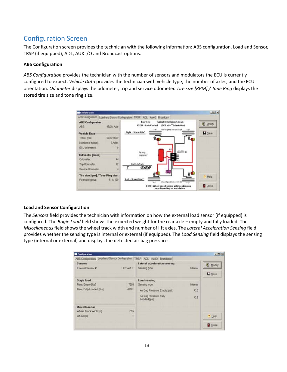 Configuration screen | Bendix Commercial Vehicle Systems ACom Diagnostics V.6.7 User Manual | Page 13 / 40