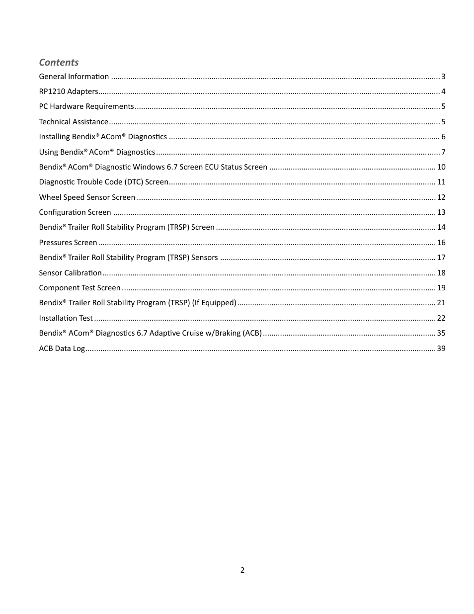 Bendix Commercial Vehicle Systems ACom Diagnostics V.6.7 User Manual | Page 2 / 40
