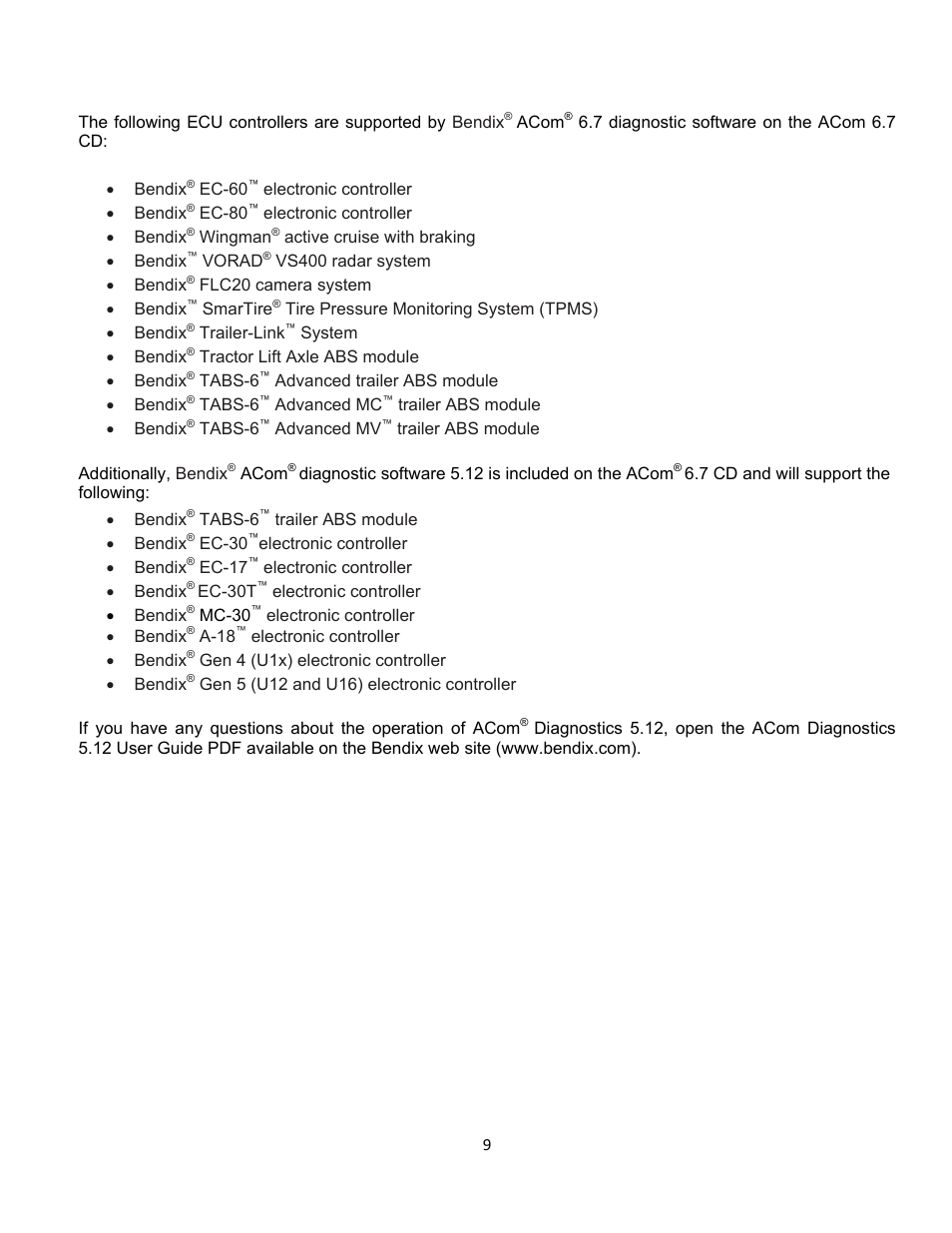 Bendix Commercial Vehicle Systems ACom Diagnostics V.6.7 User Manual | Page 9 / 40