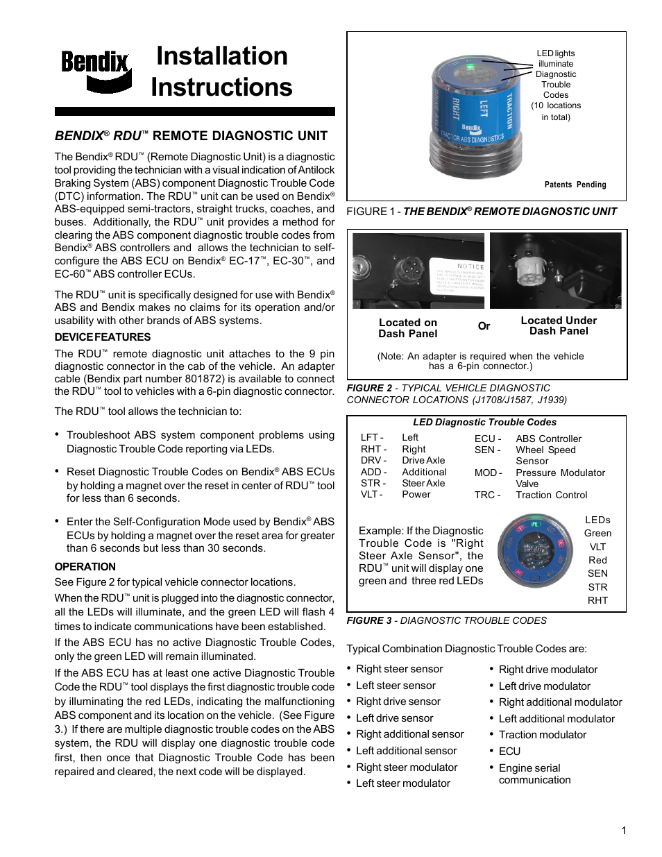 Bendix Commercial Vehicle Systems RDU User Manual | 2 pages