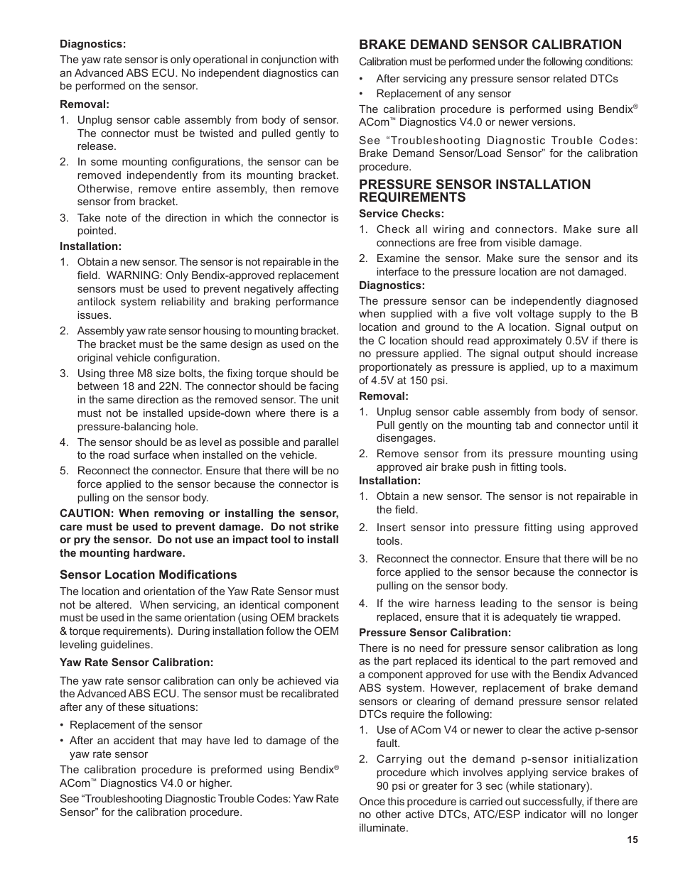 Bendix Commercial Vehicle Systems EC-60 ESP Controllers (Advanced Models) User Manual | Page 15 / 48