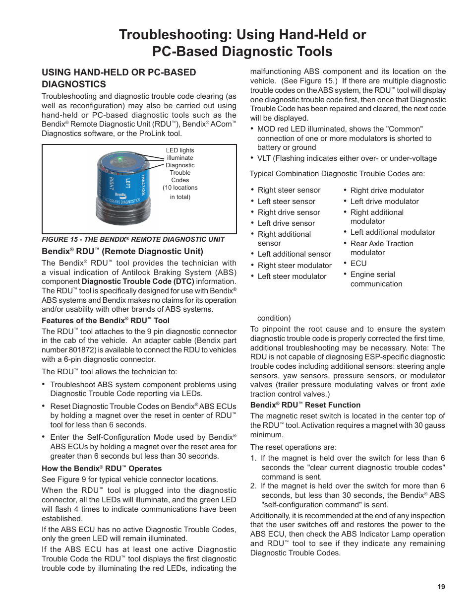 Using hand-held or pc-based diagnostics | Bendix Commercial Vehicle Systems EC-60 ESP Controllers (Advanced Models) User Manual | Page 19 / 48
