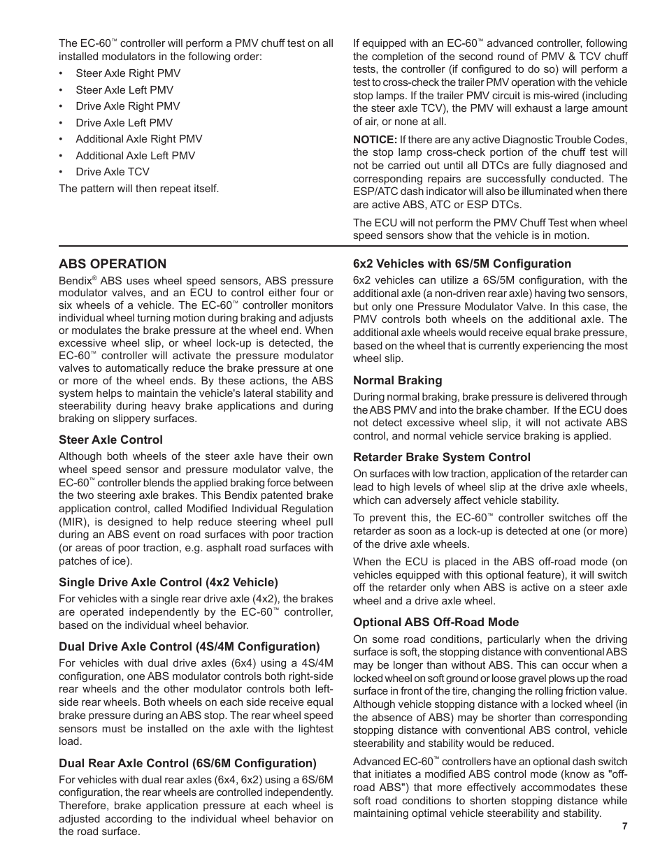 Bendix Commercial Vehicle Systems EC-60 ESP Controllers (Advanced Models) User Manual | Page 7 / 48