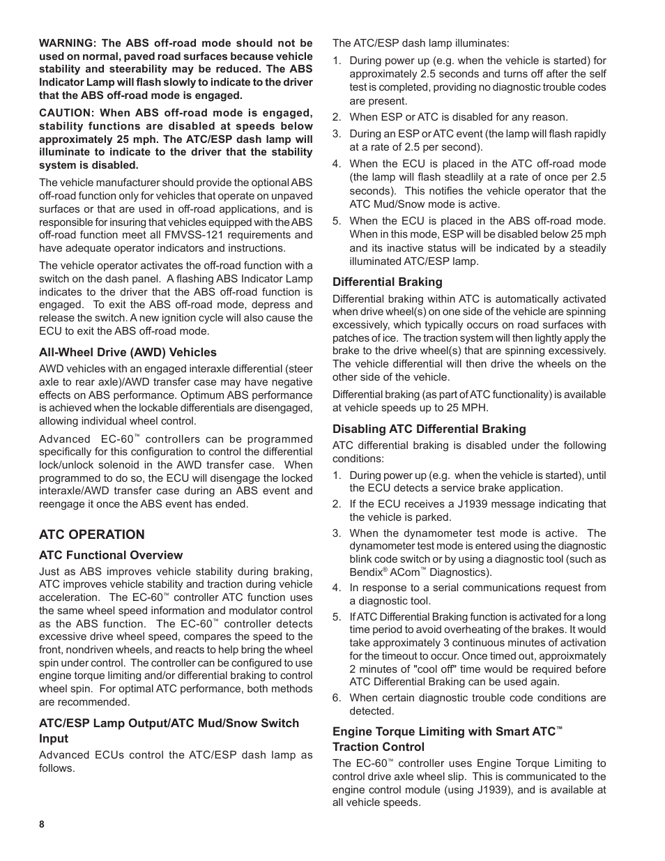 Bendix Commercial Vehicle Systems EC-60 ESP Controllers (Advanced Models) User Manual | Page 8 / 48