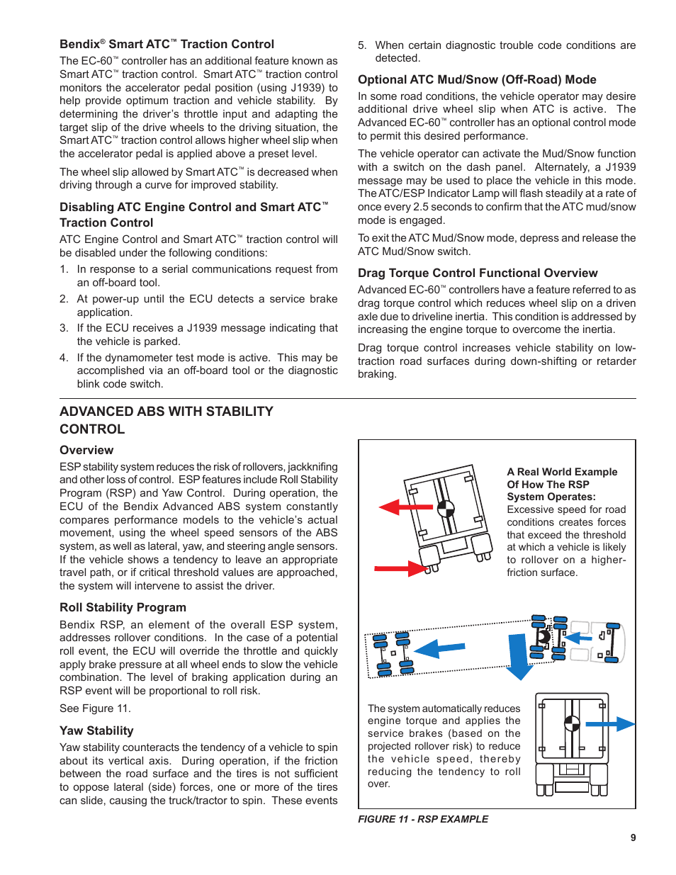 Advanced abs with stability control | Bendix Commercial Vehicle Systems EC-60 ESP Controllers (Advanced Models) User Manual | Page 9 / 48