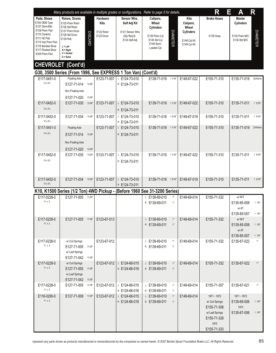 R e a r, Chevrolet (cont'd) | Bendix Commercial Vehicle Systems Light-Duty Vehicle User Manual | Page 61 / 760