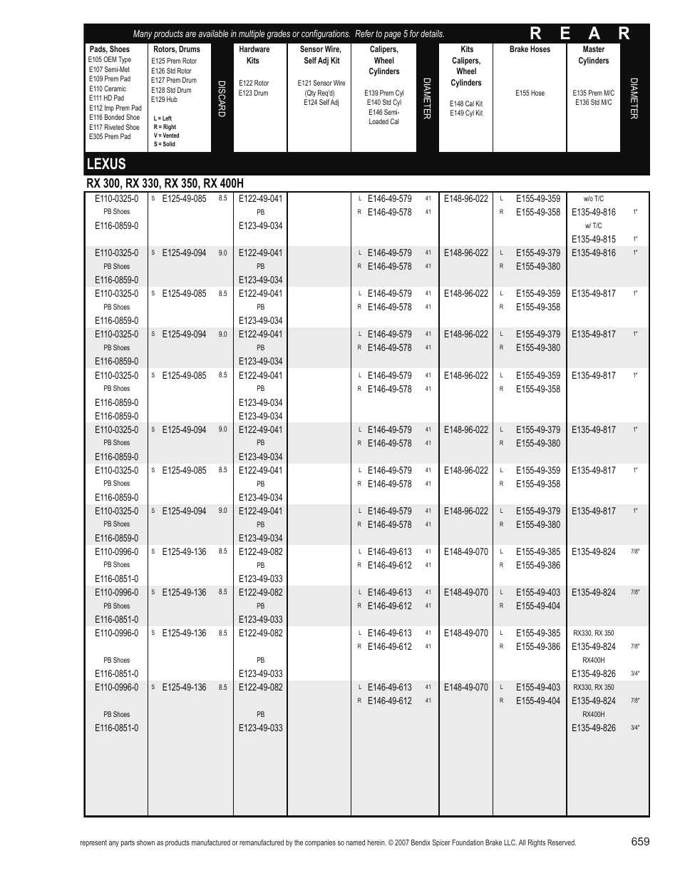 R e a r, Lexus | Bendix Commercial Vehicle Systems Light-Duty Vehicle User Manual | Page 635 / 760