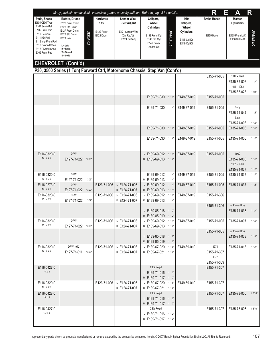 R e a r, Chevrolet (cont'd) | Bendix Commercial Vehicle Systems Light-Duty Vehicle User Manual | Page 83 / 760