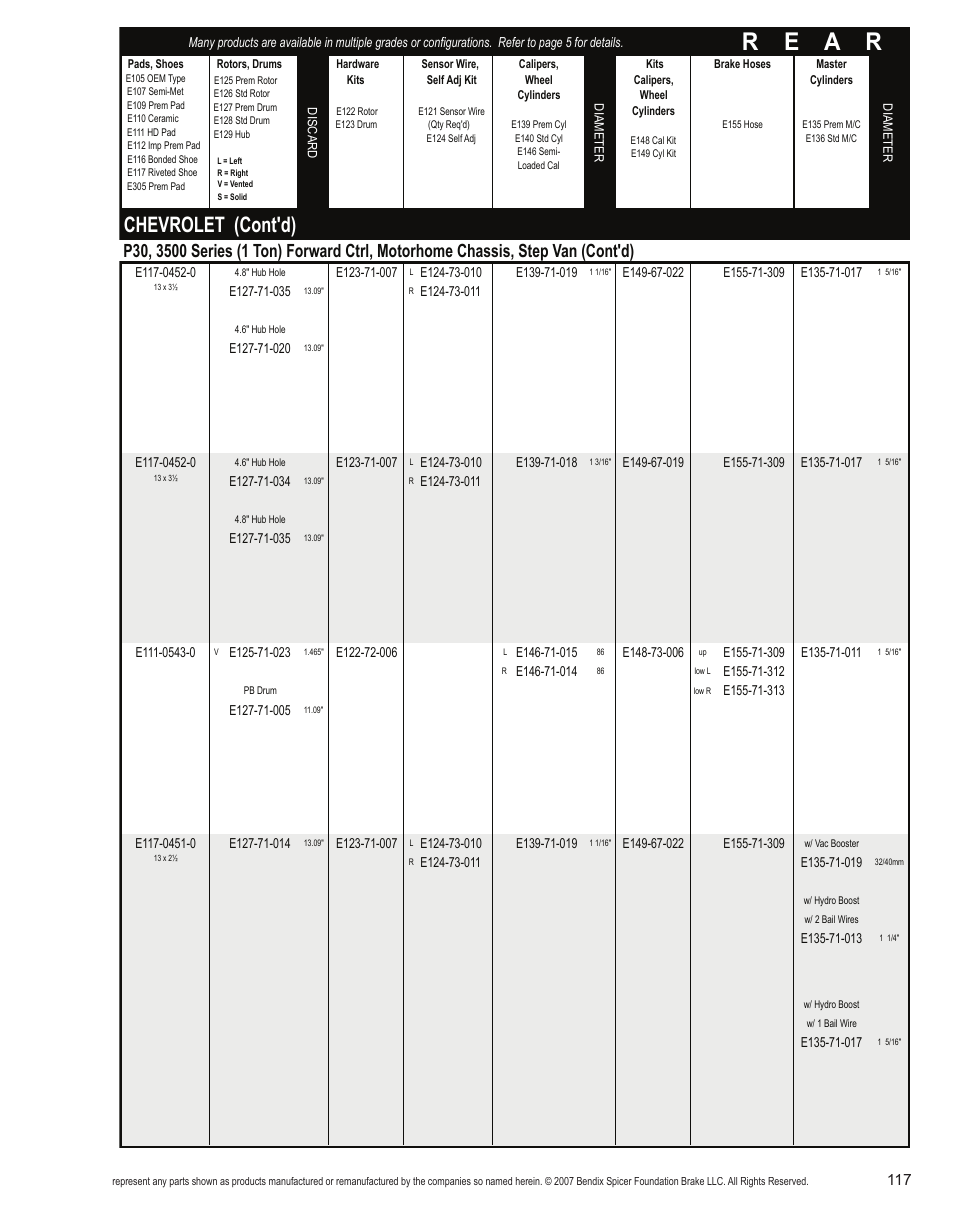 R e a r, Chevrolet (cont'd) | Bendix Commercial Vehicle Systems Light-Duty Vehicle User Manual | Page 93 / 760