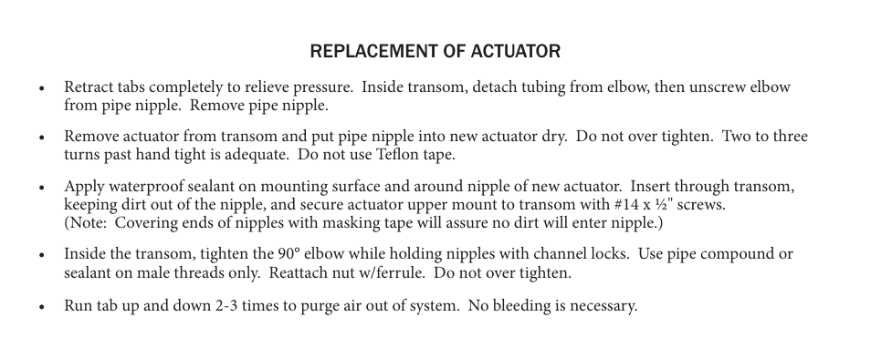 Bennett Marine Actuator Assemblies User Manual | 1 page