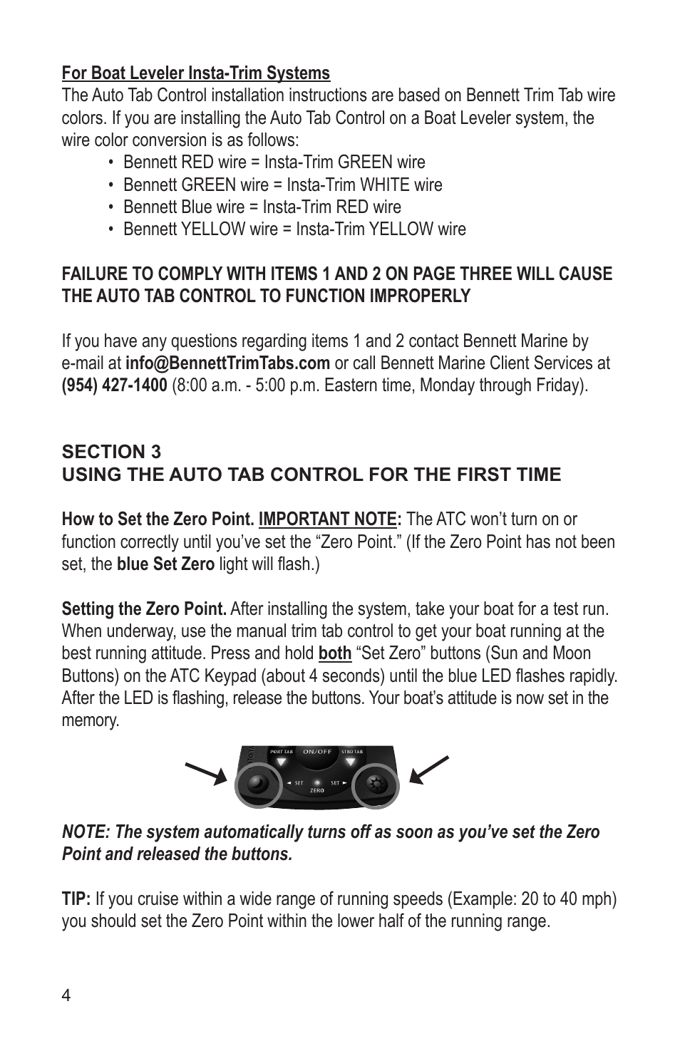 Bennett Marine Auto Tab Control User Manual | Page 4 / 16