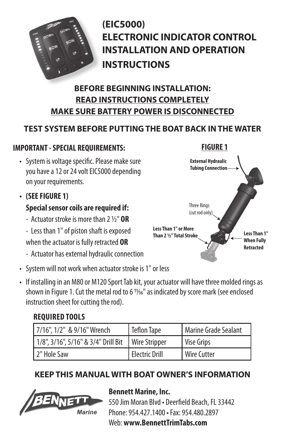 Bennett Marine EIC5000 Electronic Indicator Control User Manual | 9 pages
