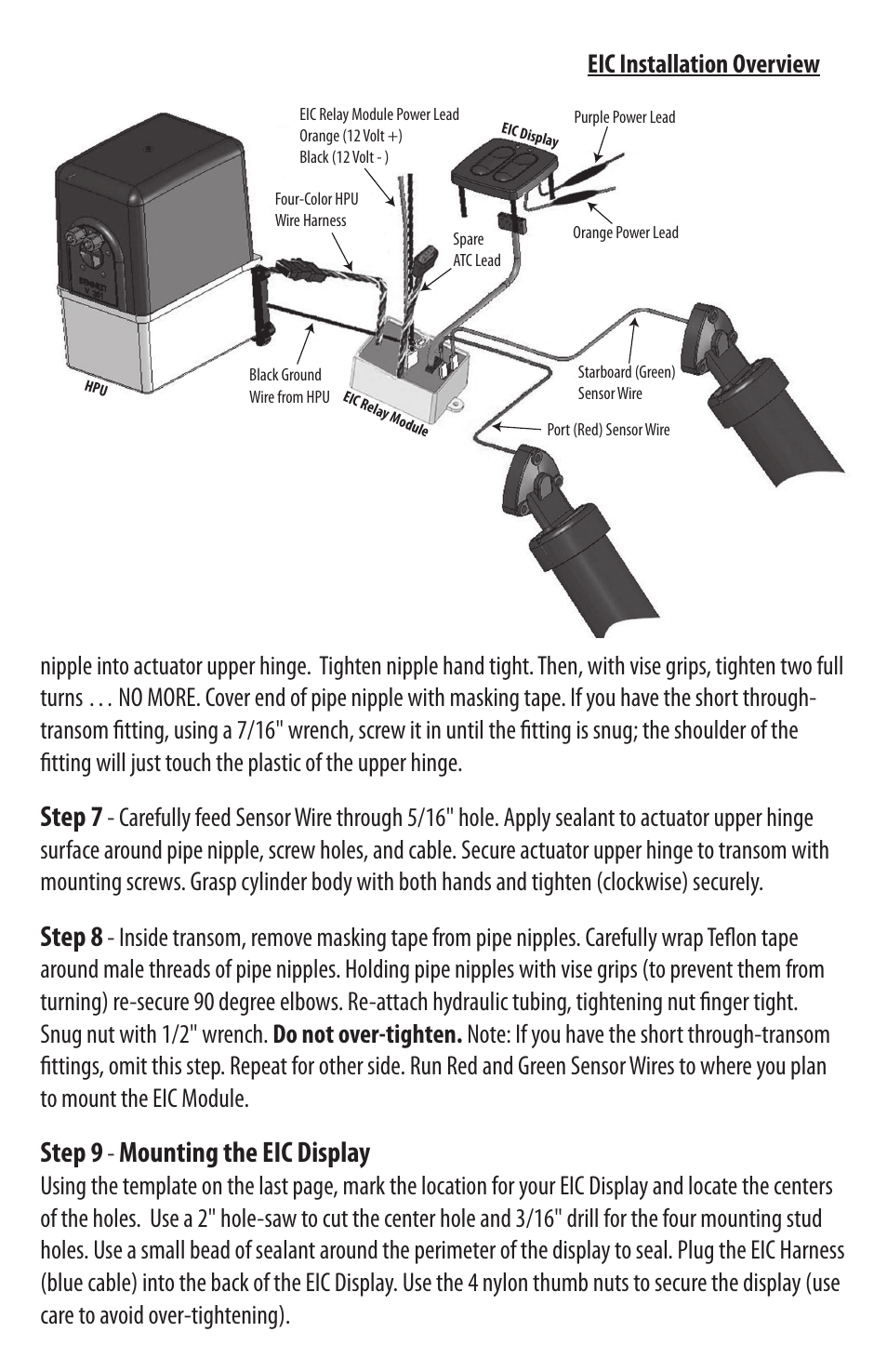 Step 7, Step 8, Step 9 | Mounting the eic display | Bennett Marine EIC5000 Electronic Indicator Control User Manual | Page 3 / 9