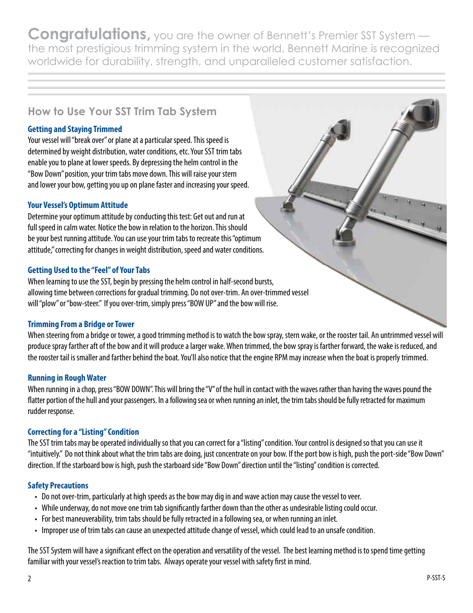 Bennett Marine Premier Line Systems User Manual | Page 2 / 19