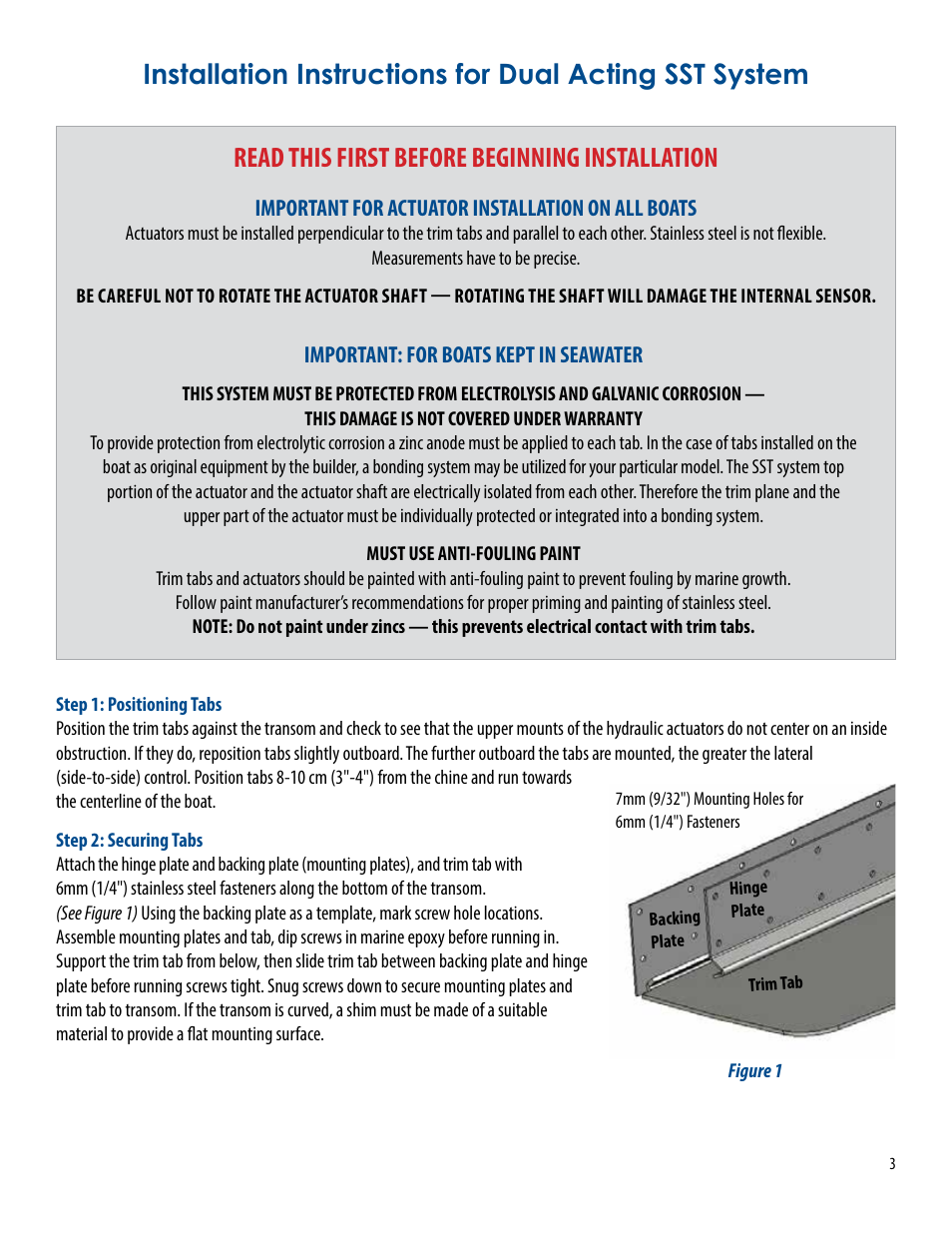 Read this first before beginning installation | Bennett Marine Premier Line Systems User Manual | Page 3 / 19