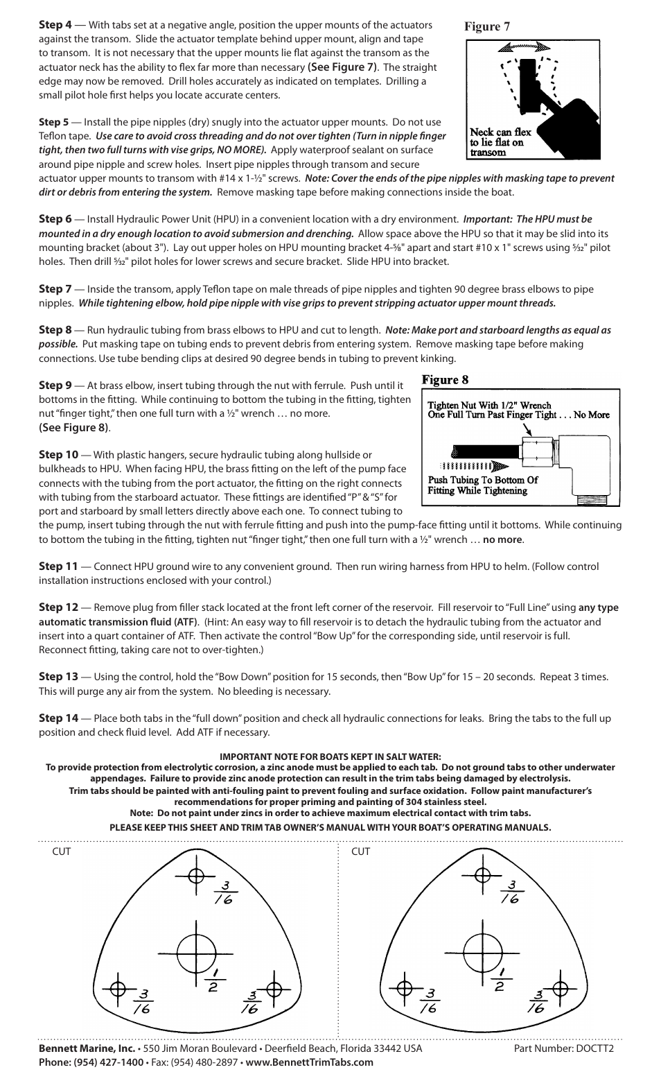 Bennett Marine Standard Trim Tab Kits with Control Installation Instructions User Manual | Page 2 / 3