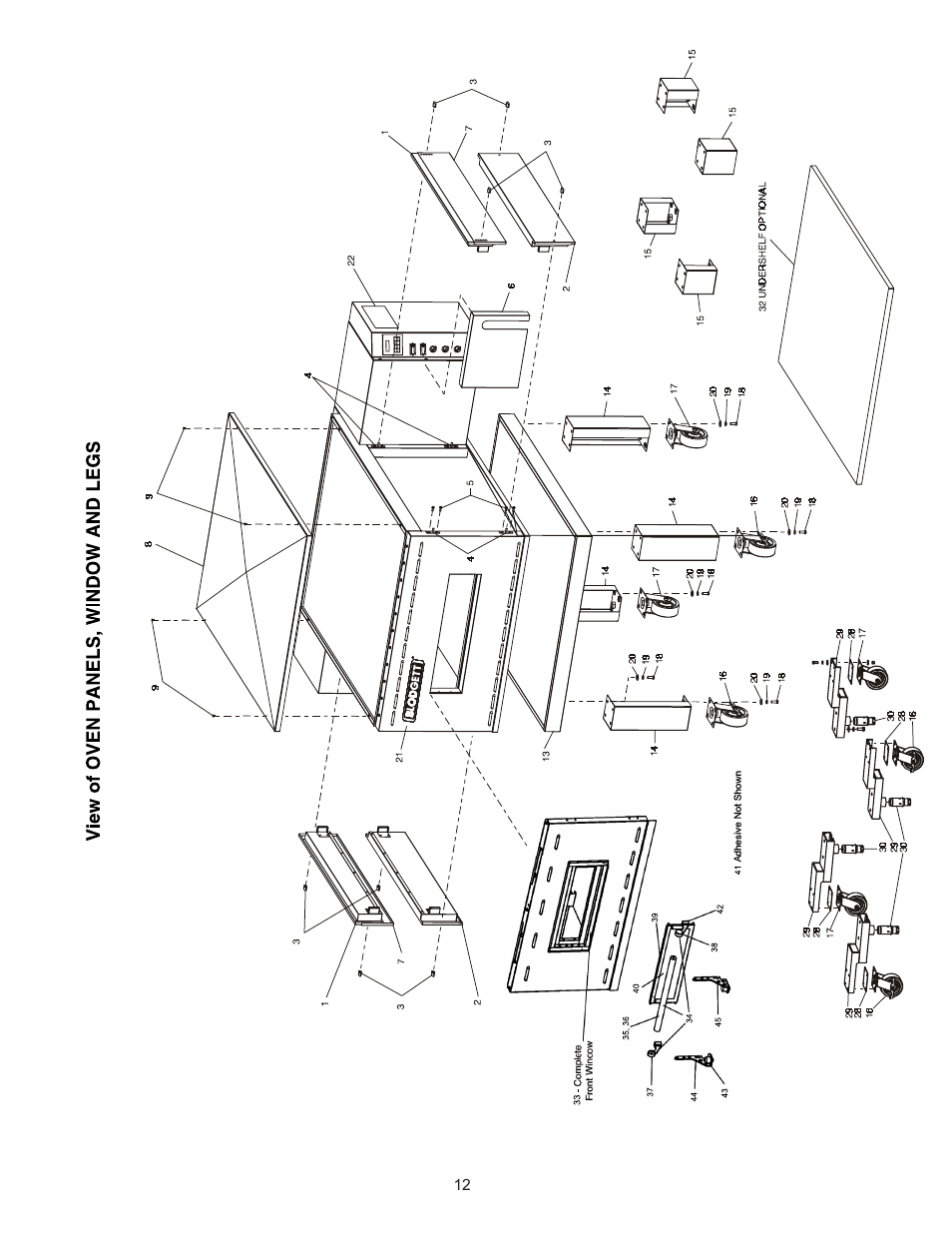 View of oven panels, window and legs | Blodgett BG3240 User Manual | Page 12 / 36