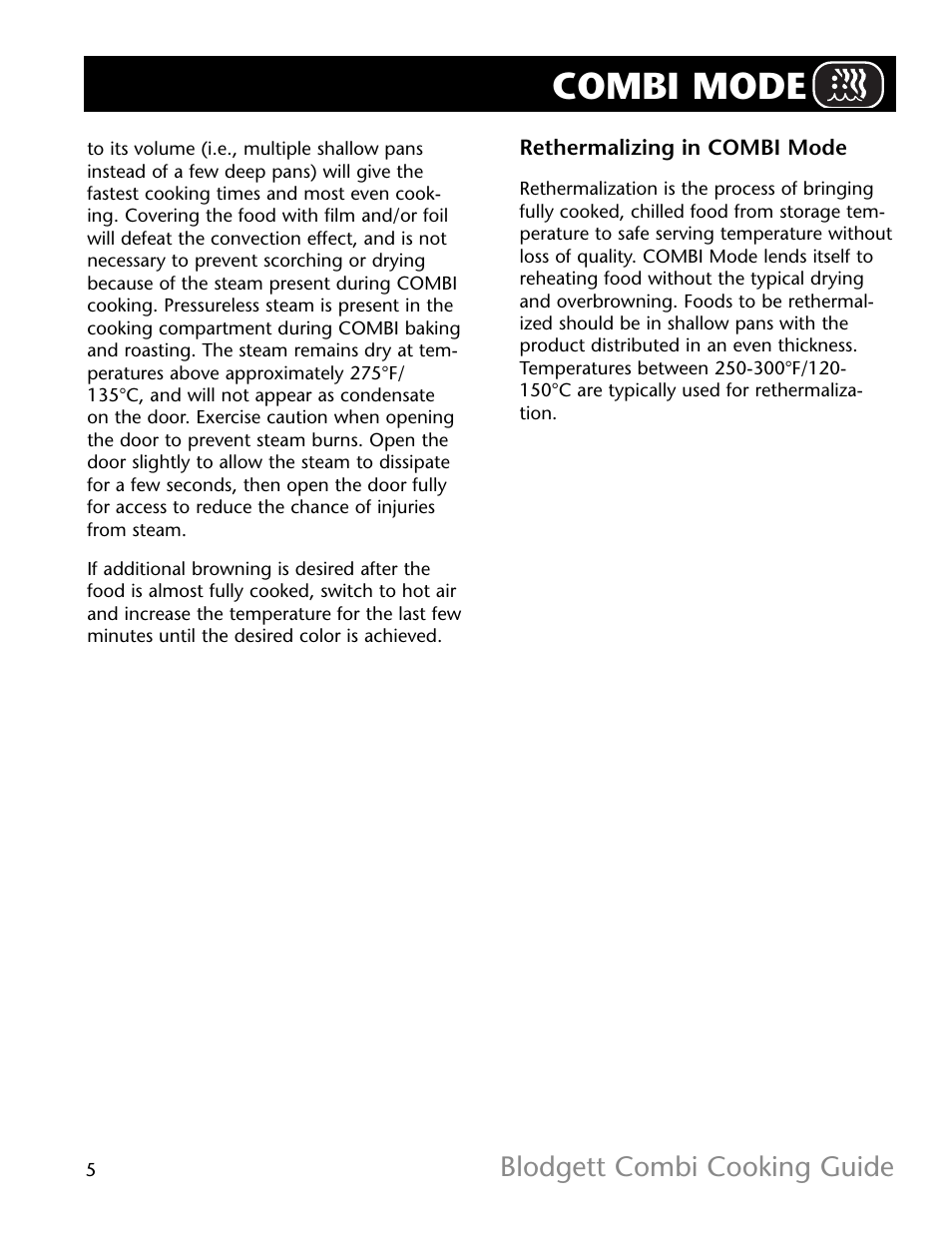 Combi mode, Blodgett combi cooking guide | Blodgett R11021 User Manual | Page 6 / 17