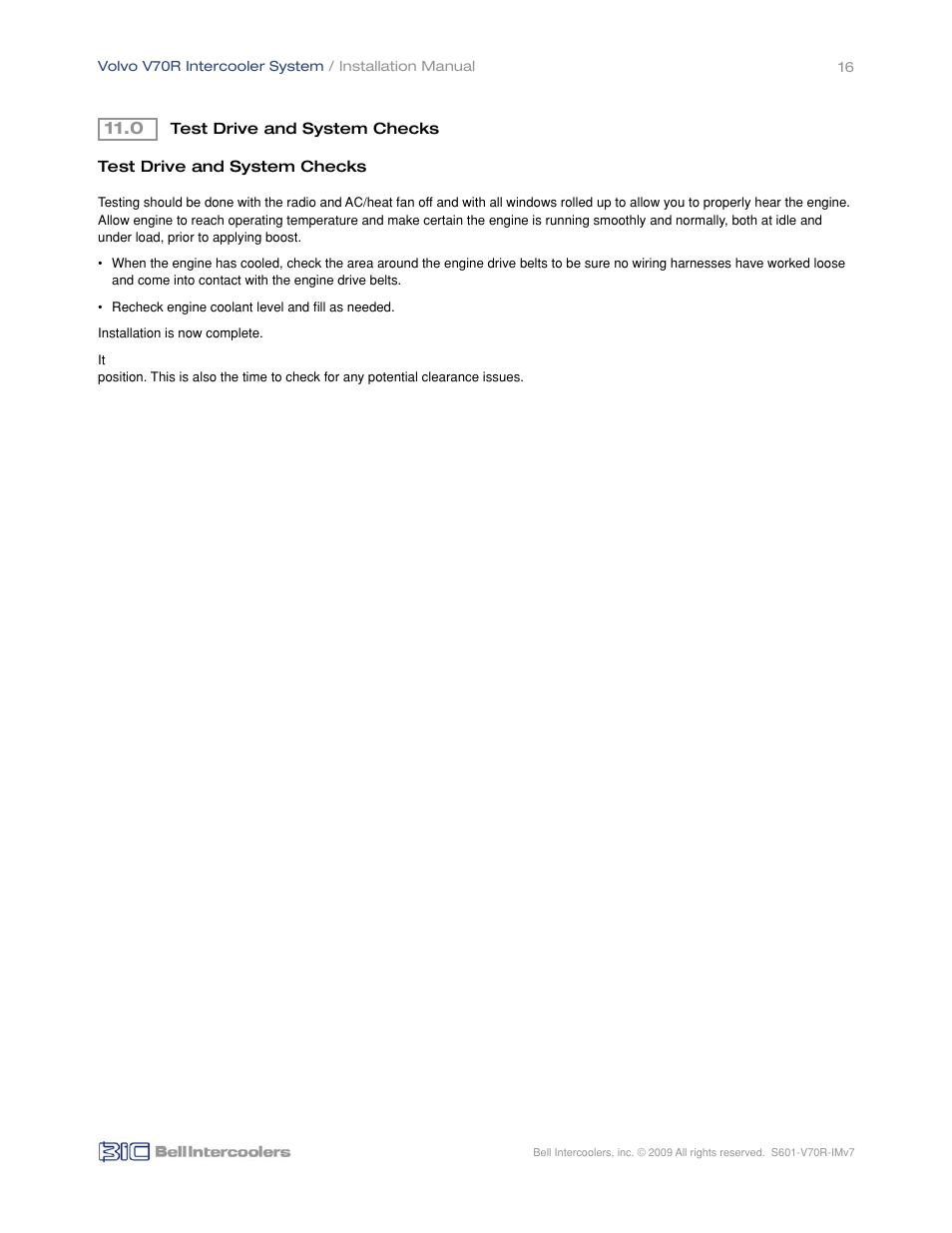BIC Volvo V70R Front Mount Intercooler System User Manual | Page 18 / 18