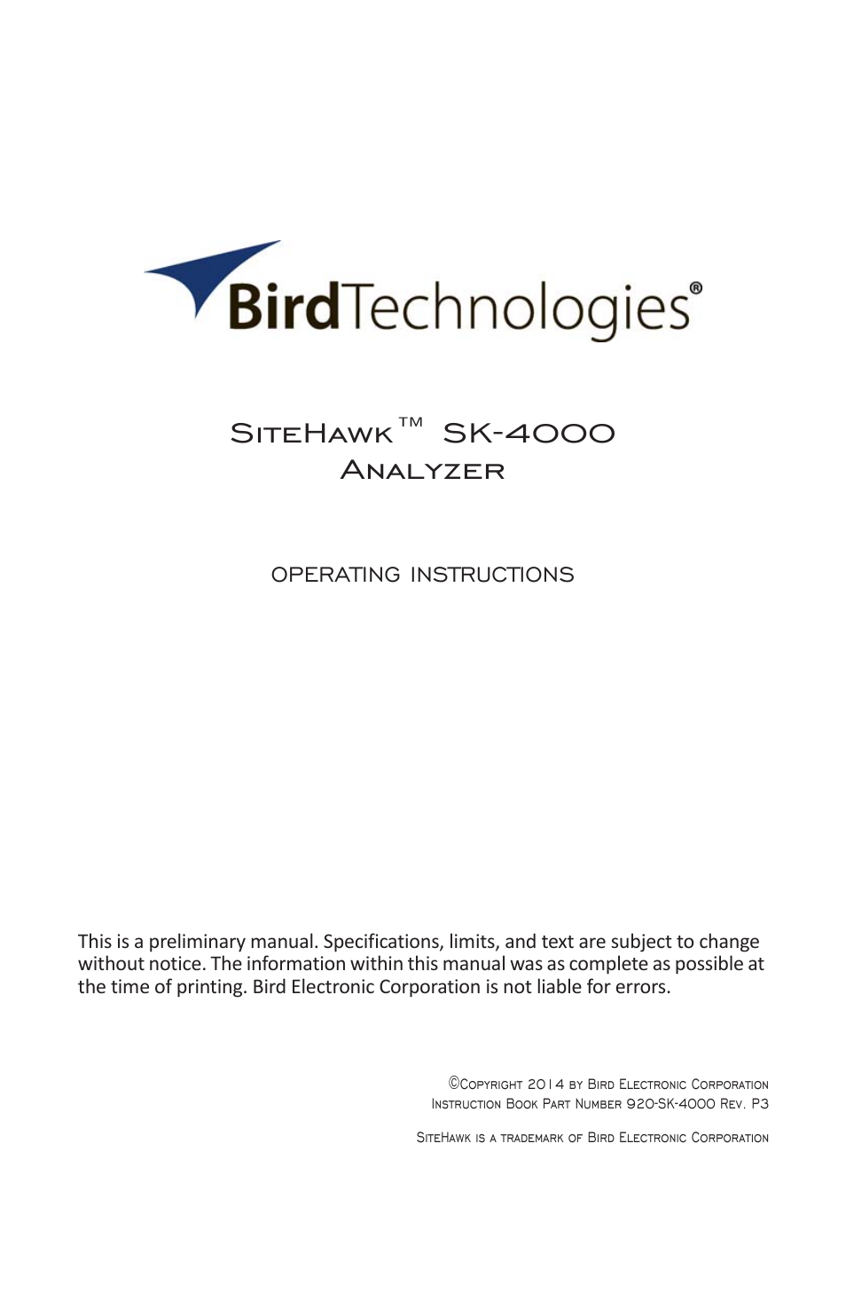 Bird Technologies SK-4000-TC-Manual User Manual | 56 pages