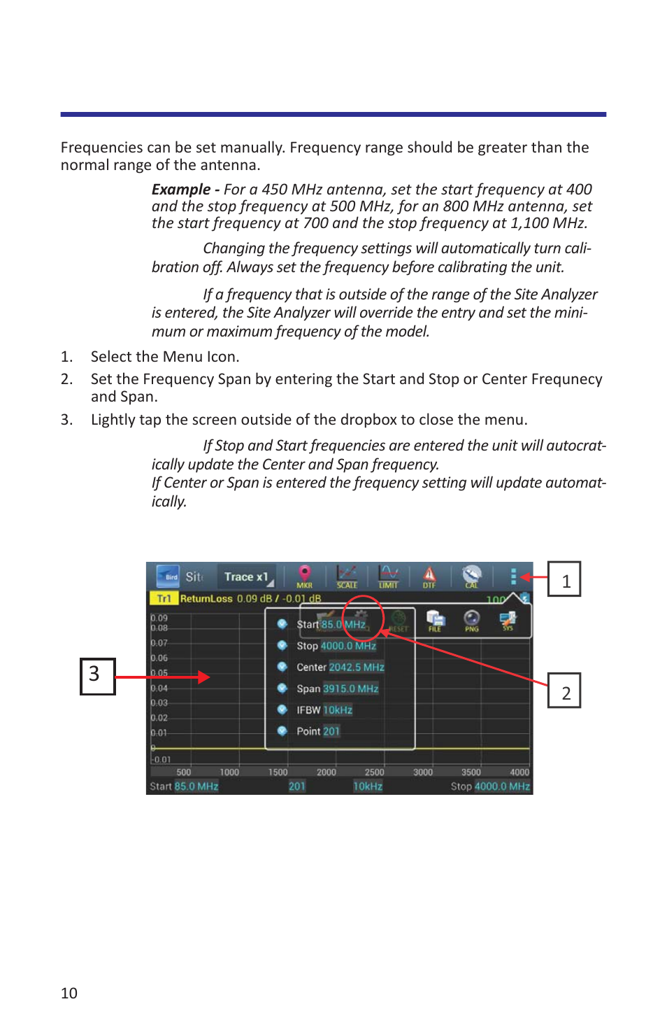 Setting the measurement frequency | Bird Technologies SK-4000-TC-Manual User Manual | Page 22 / 56