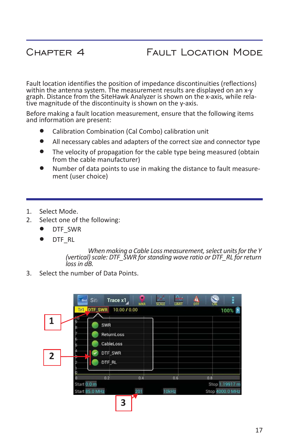Chapter 4 fault location mode, Selecting fault location mode | Bird Technologies SK-4000-TC-Manual User Manual | Page 29 / 56
