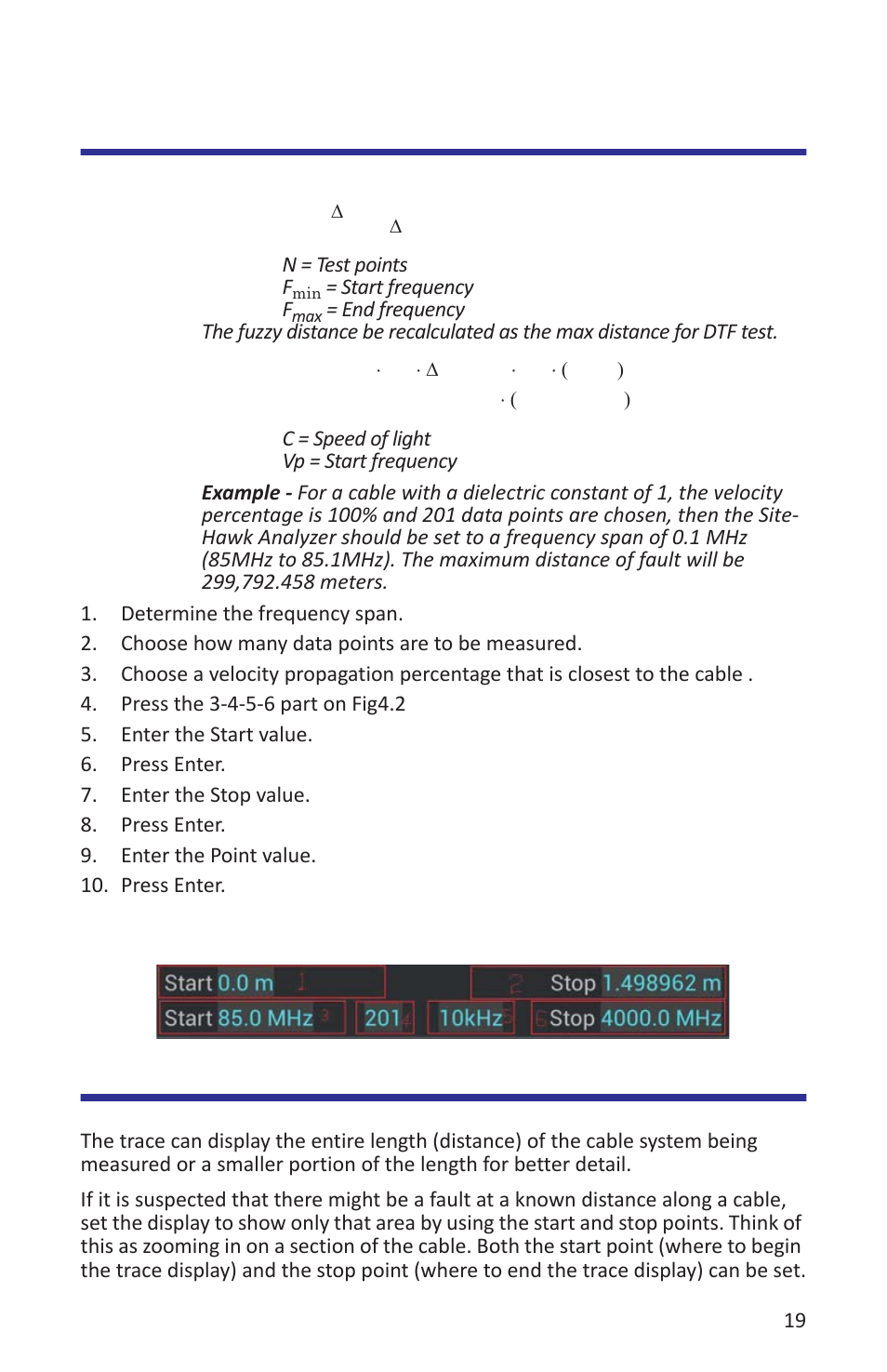 Setting the frequency span, Setting the distance and units | Bird Technologies SK-4000-TC-Manual User Manual | Page 31 / 56