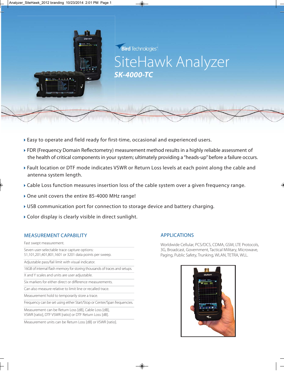 Bird Technologies SK-4000-TC-Datasheet User Manual | 2 pages