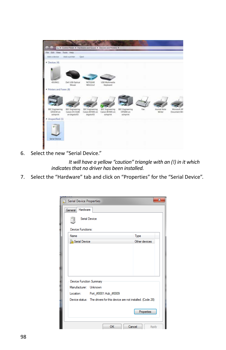 Figure 80 devices and printers folder, Figure 81 hardware tab | Bird Technologies SH-362S-Manual User Manual | Page 120 / 206