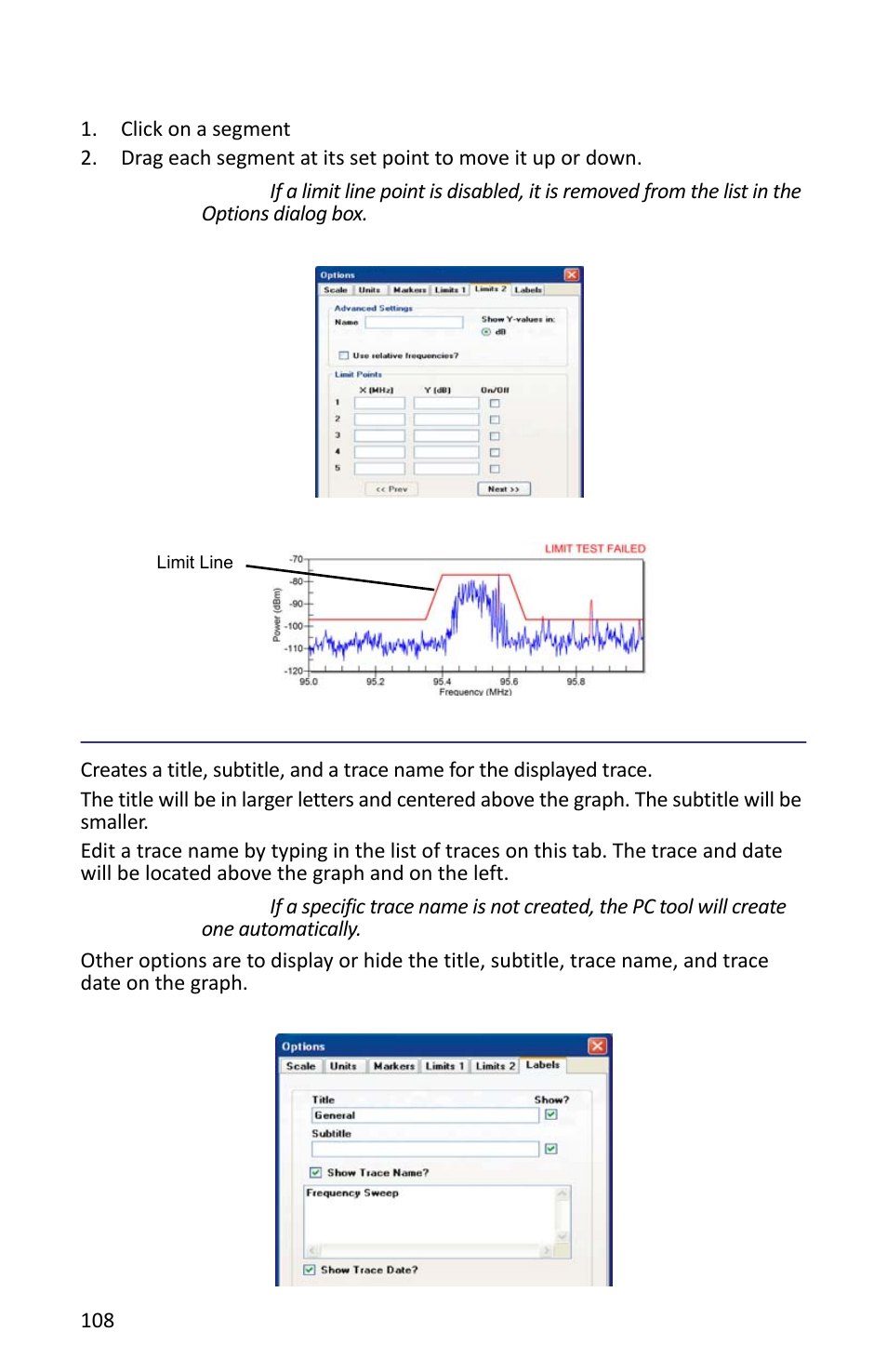 Figure 91 example, limits 2 tab, Labels tab, Figure 93 example, labels tab | Bird Technologies SH-362S-Manual User Manual | Page 130 / 206
