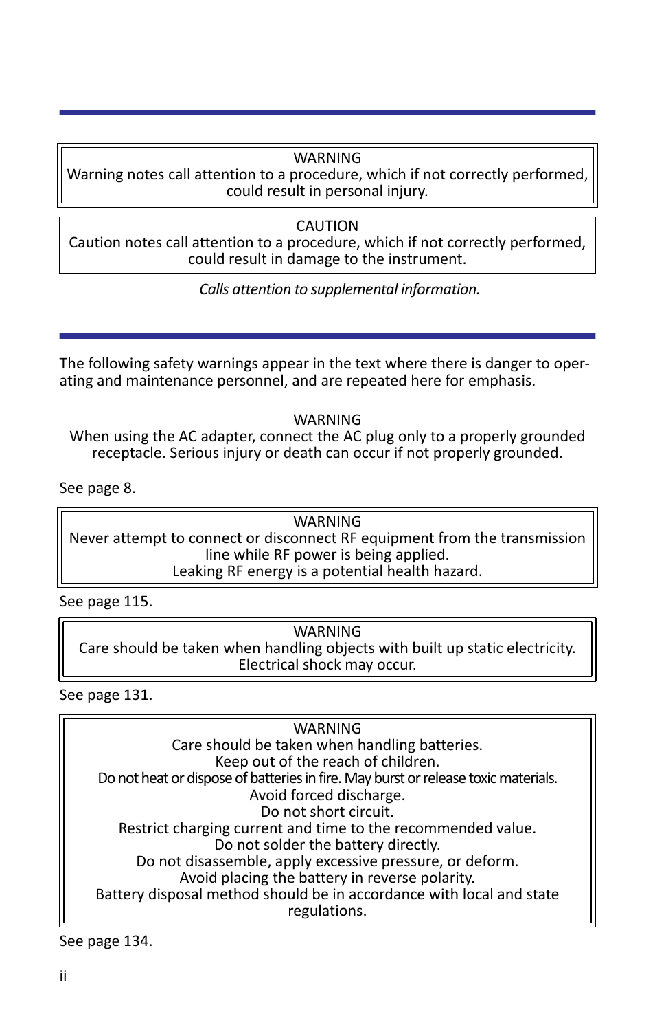 Safety symbols, Warning statements | Bird Technologies SH-362S-Manual User Manual | Page 4 / 206
