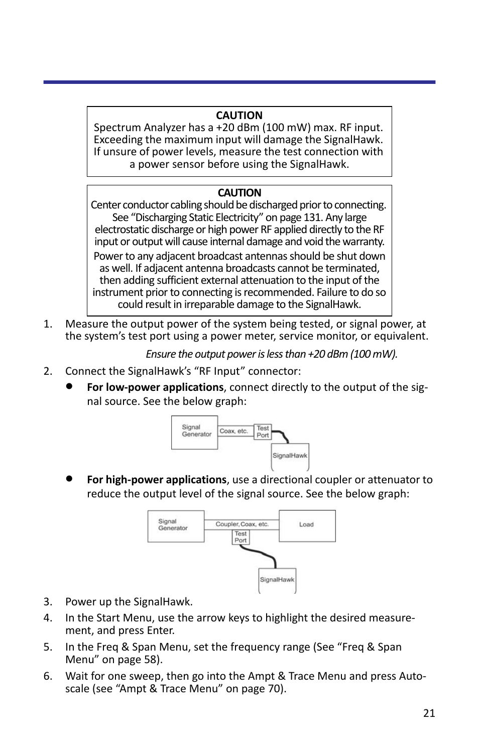 Spectrum analyzer quick start | Bird Technologies SH-362S-Manual User Manual | Page 43 / 206