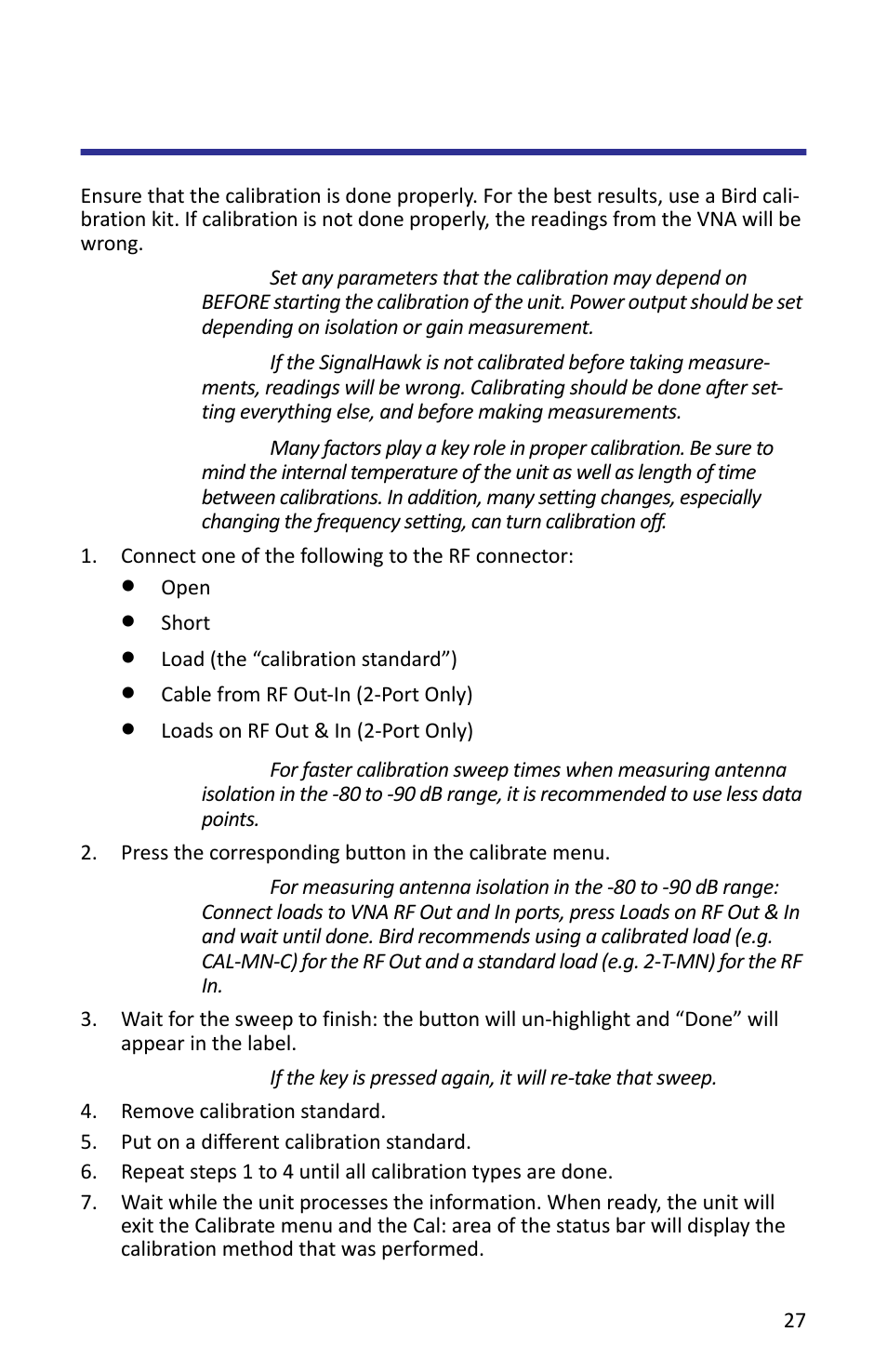 Calibrate menu | Bird Technologies SH-362S-Manual User Manual | Page 49 / 206