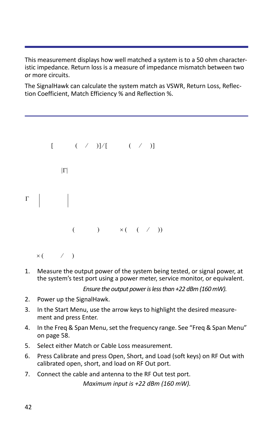 Match measurement, Equations, Vswr | Return loss, Reflection coefficient, Match efficiency, Reflection | Bird Technologies SH-362S-Manual User Manual | Page 64 / 206