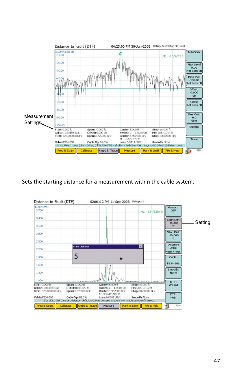 Figure 31 example, distance-to-fault, Start distance | Bird Technologies SH-362S-Manual User Manual | Page 69 / 206