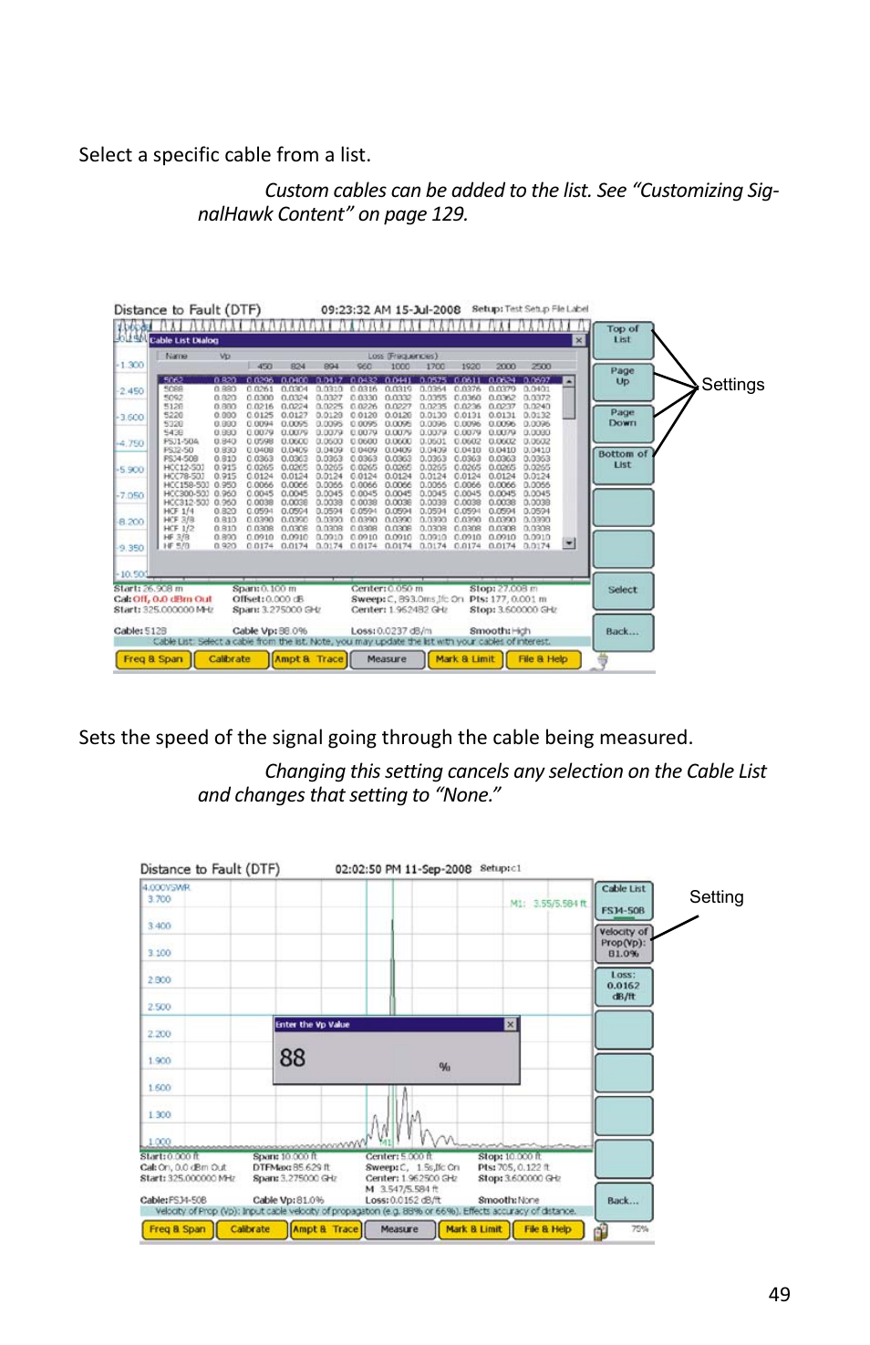 Cable list, Velocity, Cable list velocity | Bird Technologies SH-362S-Manual User Manual | Page 71 / 206