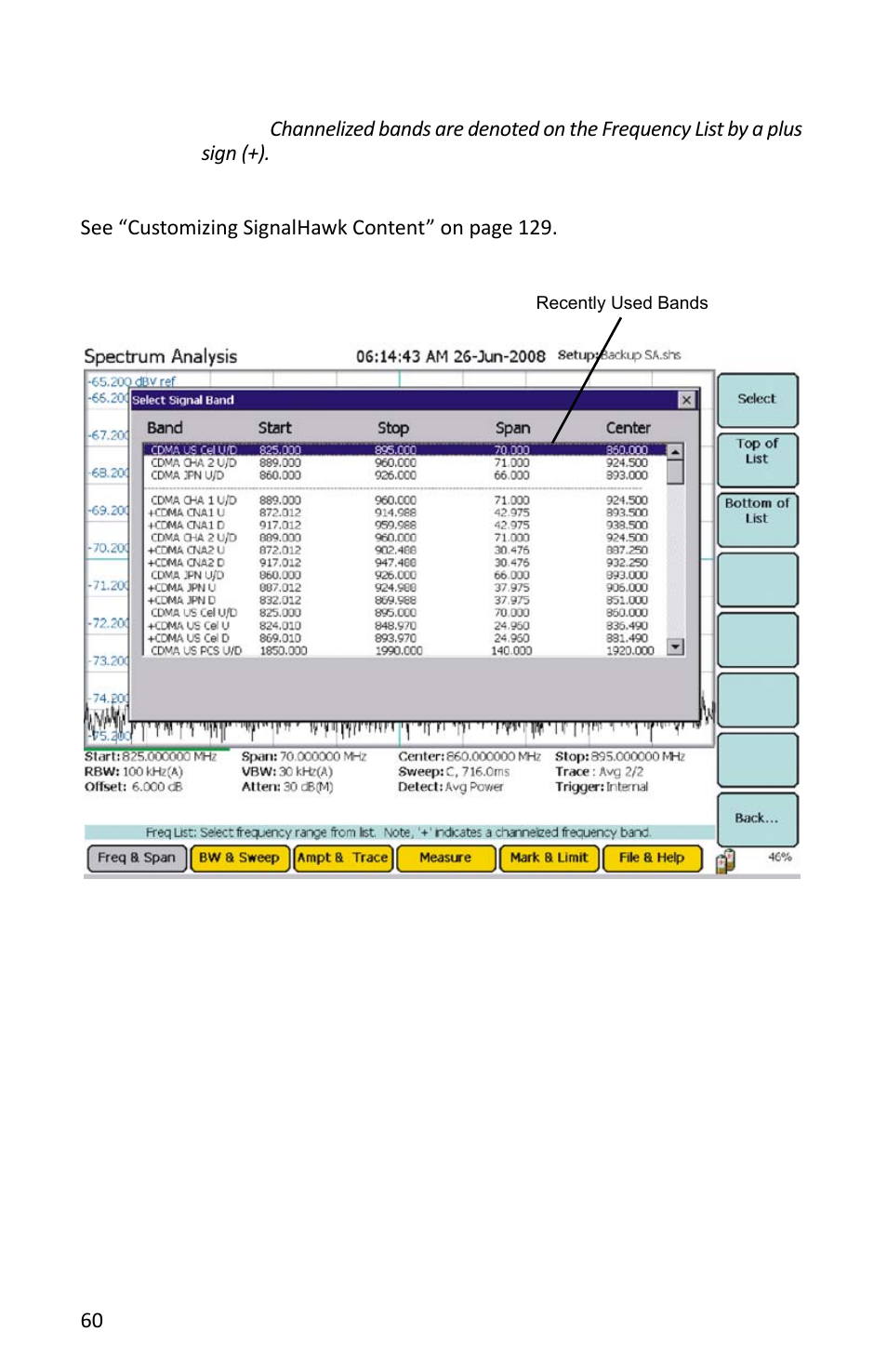 Adding custom frequencies, Figure 46 example, freq list | Bird Technologies SH-362S-Manual User Manual | Page 82 / 206