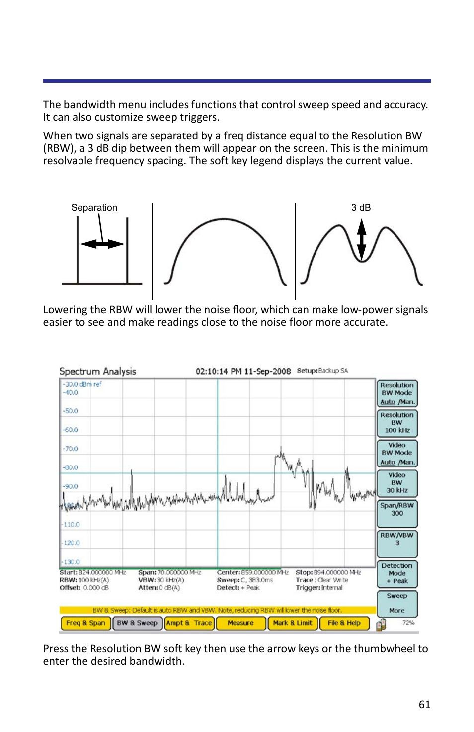 Bw & sweep menu, Figure 47 signal representation, Figure 48 example, bw & sweep menu | Bird Technologies SH-362S-Manual User Manual | Page 83 / 206