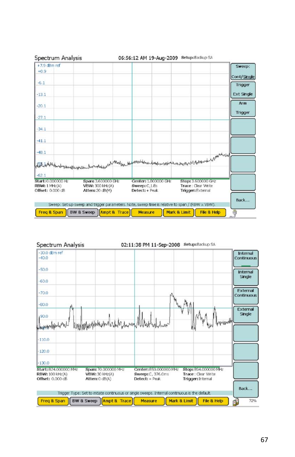 Figure 52 example, sweep more - single, Figure 53 example, sweep more - trigger | Bird Technologies SH-362S-Manual User Manual | Page 89 / 206