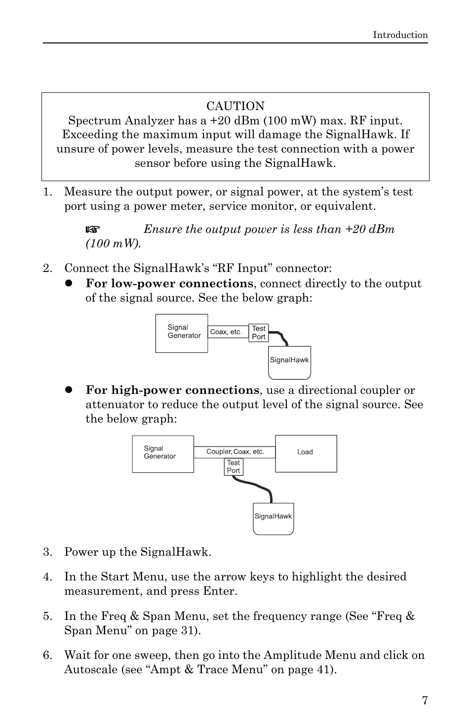 Spectrum analyzer quick start, S 7 an | Bird Technologies SH-36S-RM-Manual User Manual | Page 23 / 130