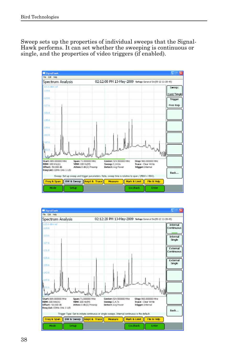 Sweep, Figure 25 example, sweep more, Figure 26 example, trigger rep | Bird Technologies SH-36S-RM-Manual User Manual | Page 54 / 130