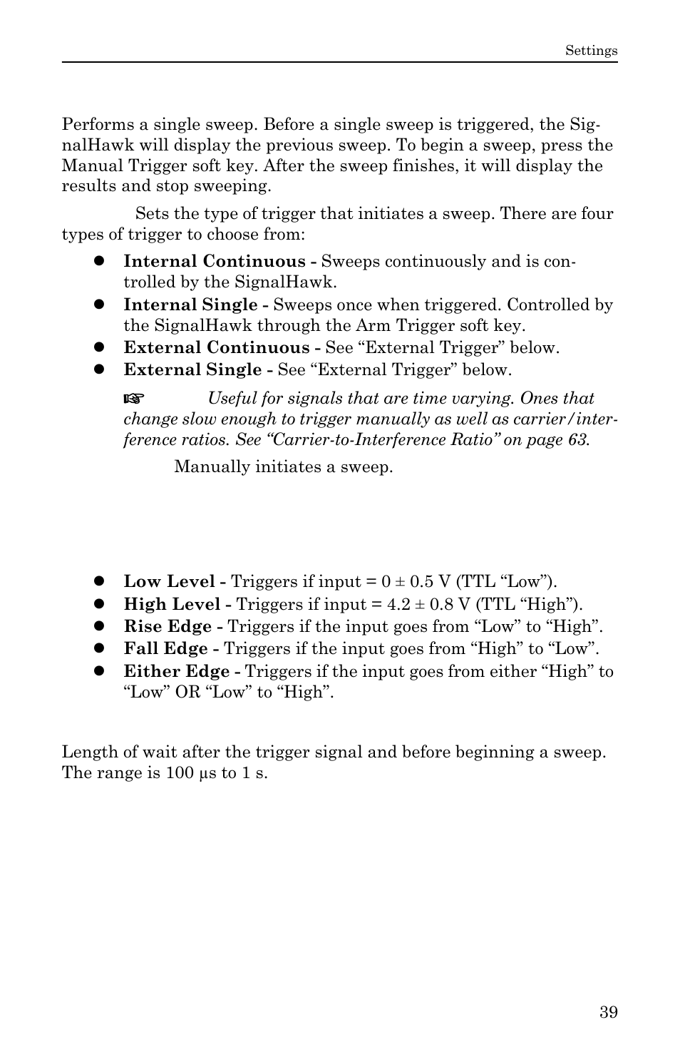 External trigger, Single, External - low level / high level | Gate delay | Bird Technologies SH-36S-RM-Manual User Manual | Page 55 / 130