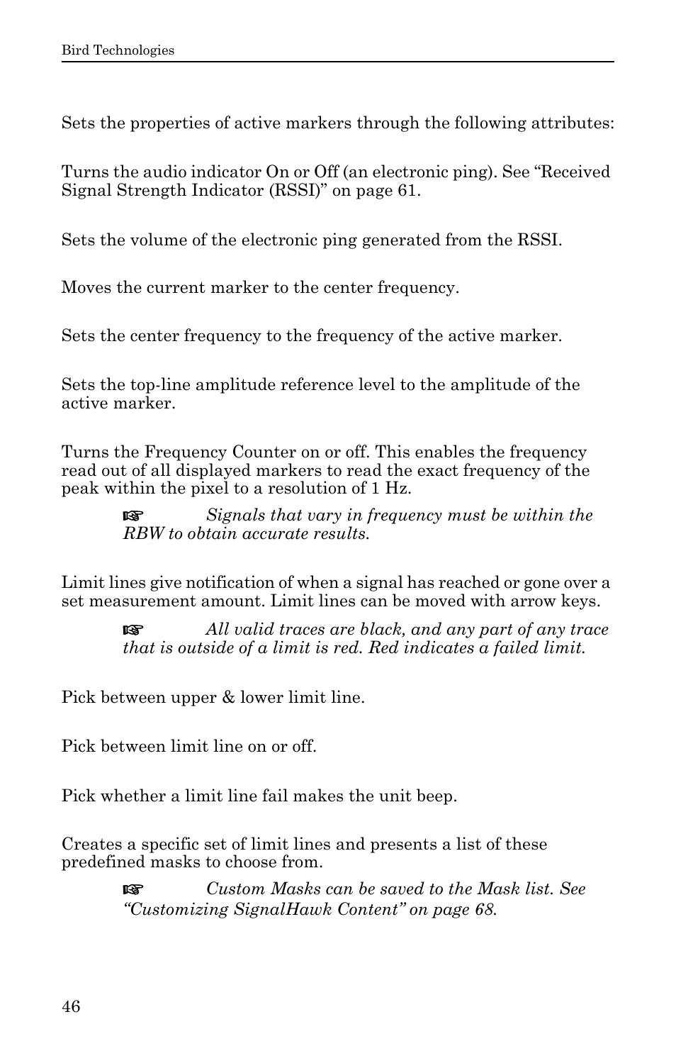 Marker more, Limit lines | Bird Technologies SH-36S-RM-Manual User Manual | Page 62 / 130