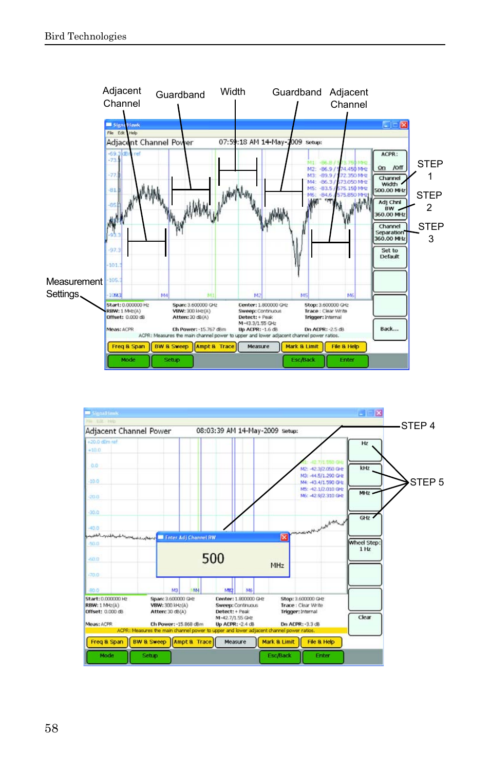 Figure 42 example, adjacent channel power | Bird Technologies SH-36S-RM-Manual User Manual | Page 74 / 130