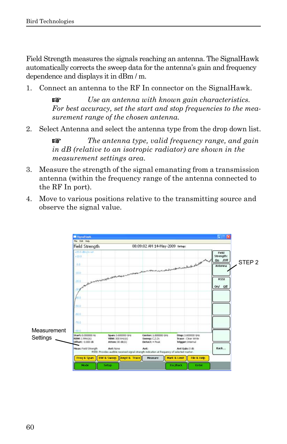 Field strength measurement, Figure 45 example, field signal strength | Bird Technologies SH-36S-RM-Manual User Manual | Page 76 / 130